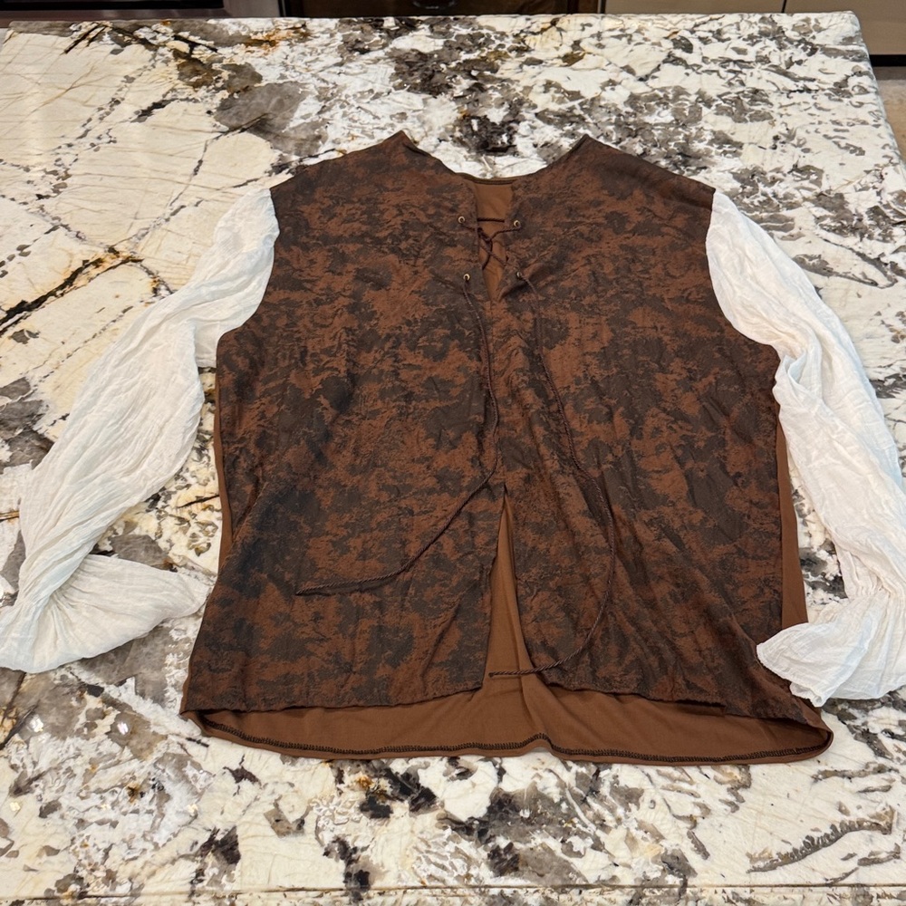Brown Halloween Pirate Shirt with White Sleeves